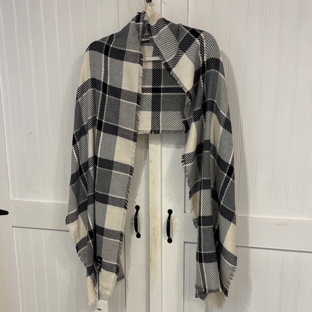 Indigo Black & White Plaid scarf/Wrap